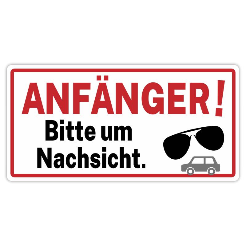 Printino® Anfänger! Auto Aufkleber - Führerschein bestanden Geschenk - Achtung Aufkleber Bitte um Nachsicht 20 x 10 cm Vorsicht Fahranfänger Autoaufkleber (Fahranfänger) von Printino