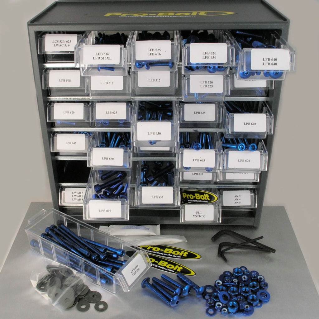 Pro-Bolt BCAB500 Aluminium Mischschrank, Blau, Werkstatt, 500 Stück, Set of 500 von Pro-Bolt