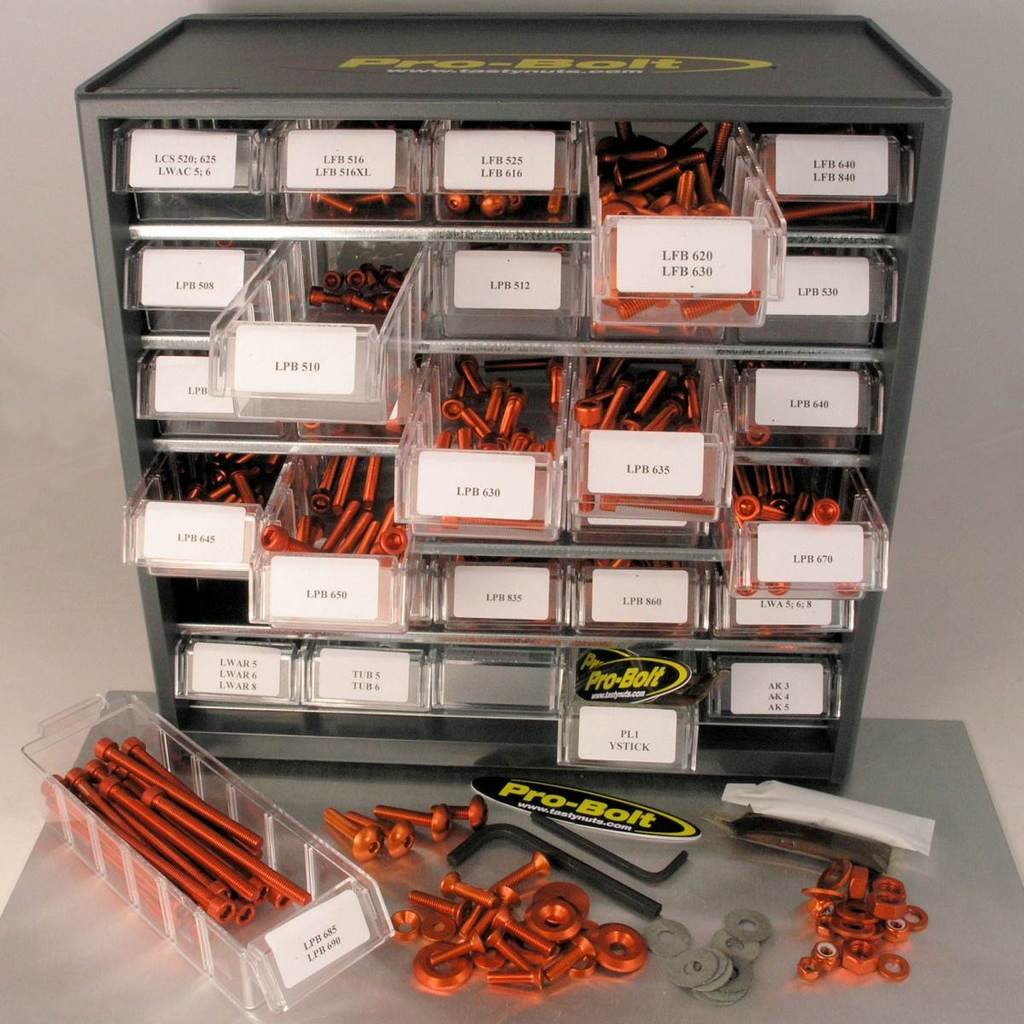 Pro-Bolt BCAB500 Aluminium Mischschrank, Orange, Werkstatt, 500 Stück, Set of 500 von Pro-Bolt