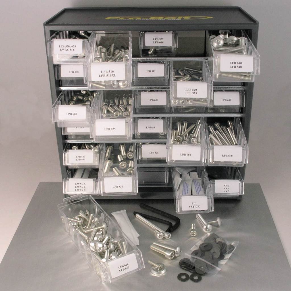 Pro-Bolt BCAB500 Aluminium Mischschrank, Silber, Werkstatt, 500 Stück, Set of 500 von Pro-Bolt