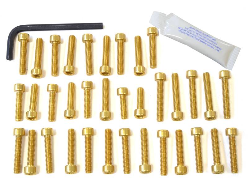 Pro-Bolt EDU020 Aluminium Motorschraubensatz für Ducati 4-Ventil Motoren, Gold von Pro-Bolt