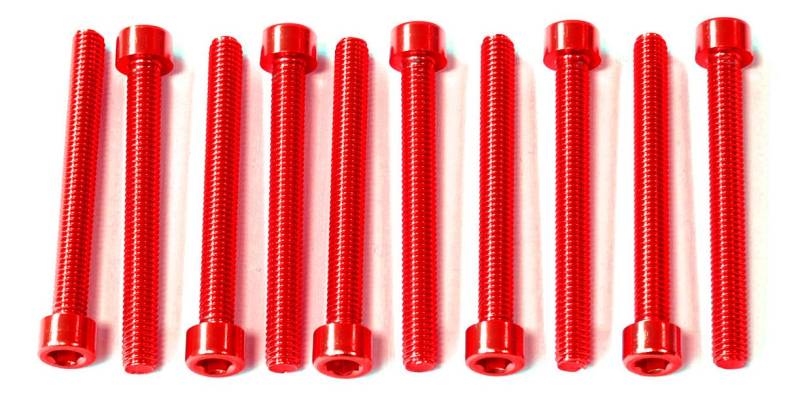 Pro-Bolt PB655-10 Aluminium Zylinderkopfschraube, Rot, 55mm Länge, 10 Stück von Pro-Bolt