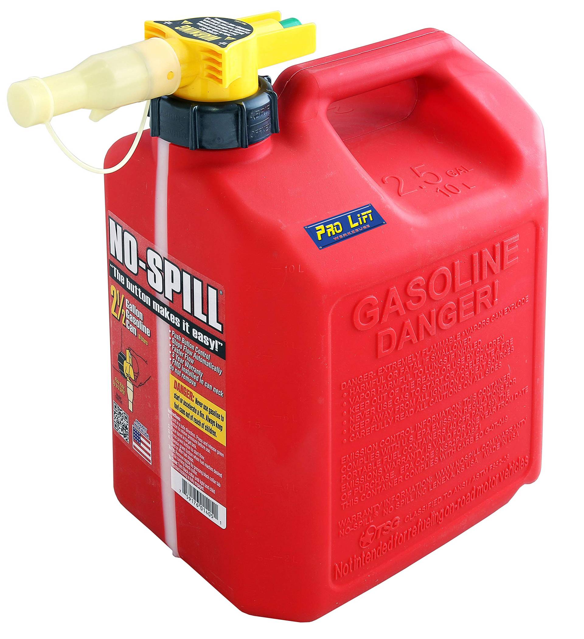 Pro-Lift-Werkzeuge NO Spill Benzinkanister 10 Liter: Benzin Diesel Gemisch Schnelltanksystem Einfüllsystem von Pro-Lift-Werkzeuge