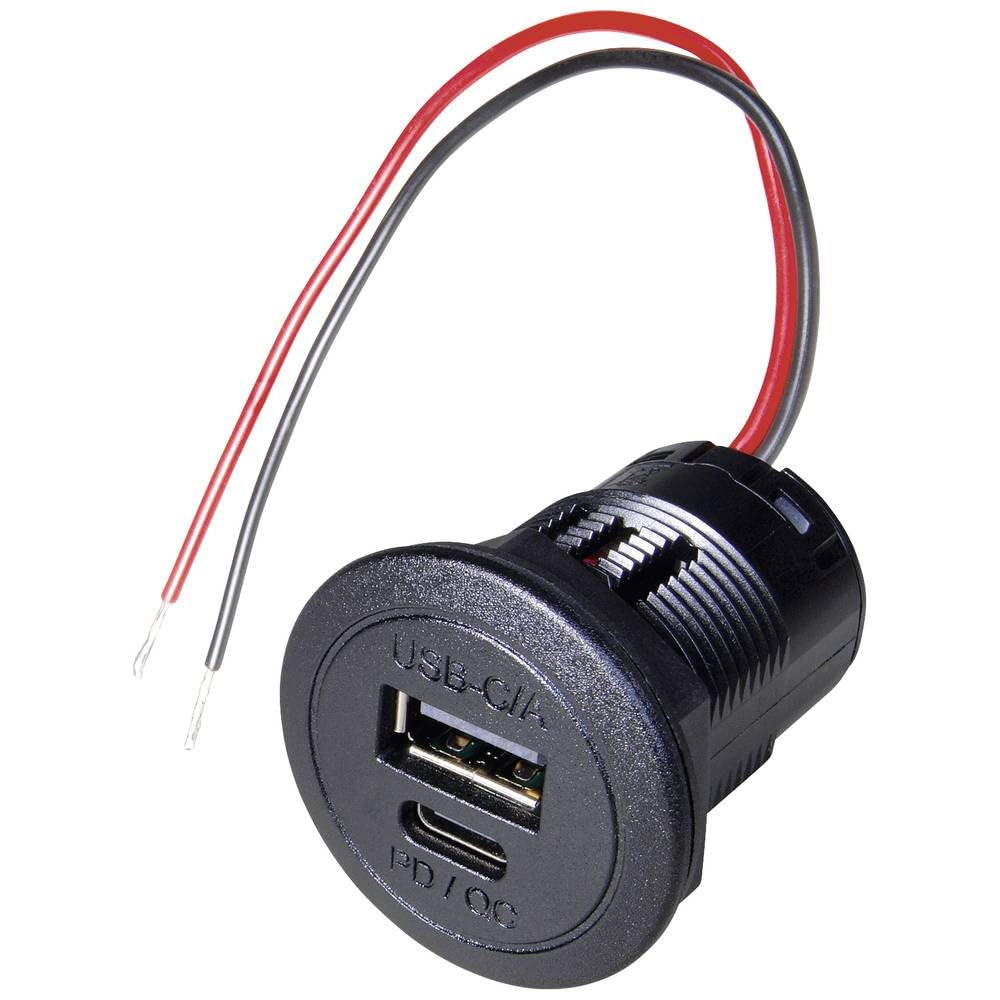 ProCar Power USB-C/A Doppelsteckdose PD/QC ohne LED Belastbarkeit Strom max.=2.2A von ProCar