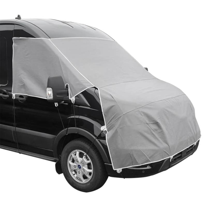 Frontscheiben Abdeckung kompatibel für Verschiedene Marken – Abdeckplane für Wohnwagen mit UV-Schutz 160 GSM Vliesstoff, Spiegelschlitzen & Spanngurten (Kompatibel mit Ford Transit ab 2014) von ProPlus