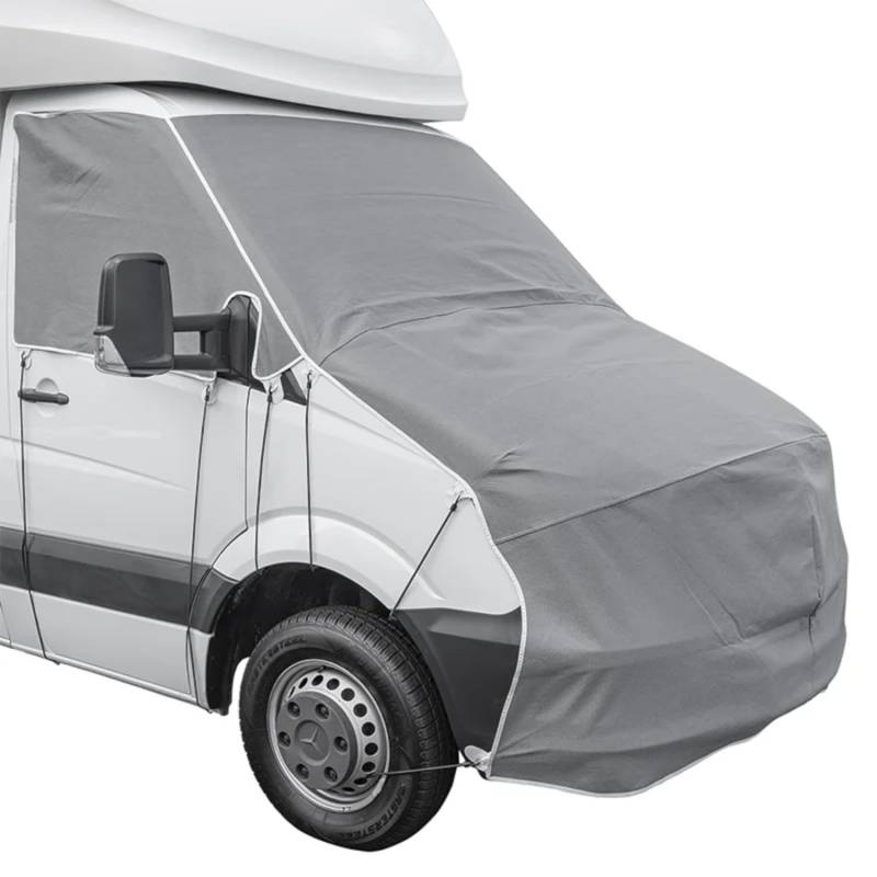 Frontscheiben Abdeckung kompatibel für Verschiedene Marken – Abdeckplane für Wohnwagen mit UV-Schutz 160 GSM Vliesstoff, Spiegelschlitzen & Spanngurten (Kompatibel mit Mercedes Sprinter 2007-2017) von ProPlus