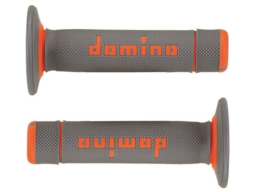 Griffe aus Gummi Domino für Motorradlenker Motocross, Offroad, Pitbike, Enduro, Trial, MX, Freeride (Orange Grau) von PRORACER