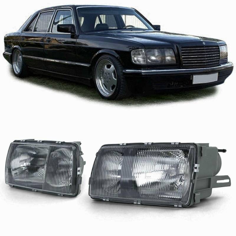 ANG Schwarz Scheinwerfer / Frontlampen Set für MB W126 79-92 Limousine von ProTuning