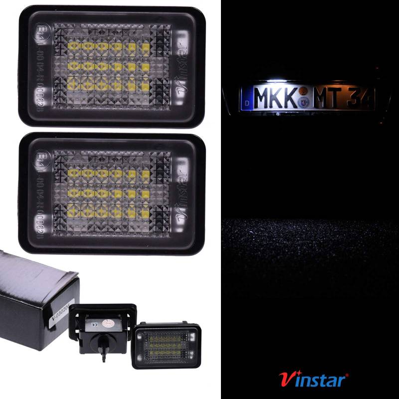 Vinstar LED Kennzeichenbeleuchtung E-geprüft CAN-Bus 18 LEDs je Modul 6000 Kelvin kompatibel mit X204 GLK 2007-2013 von ProTuning