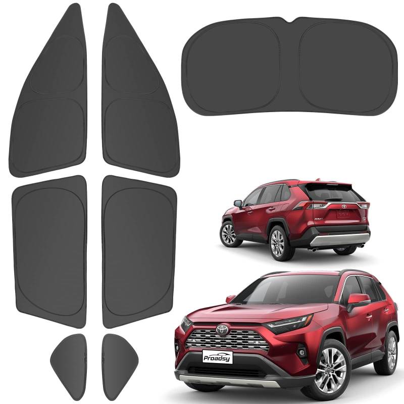 Fensterblenden für Toyota Rav4 2019-2023 Seitenfenster Heckscheibe Dreieckiges Fenster Sonnenschutz für Baby/Camping Sonne UV-Strahlen und Sichtschutz 7 Stück von Proadsy