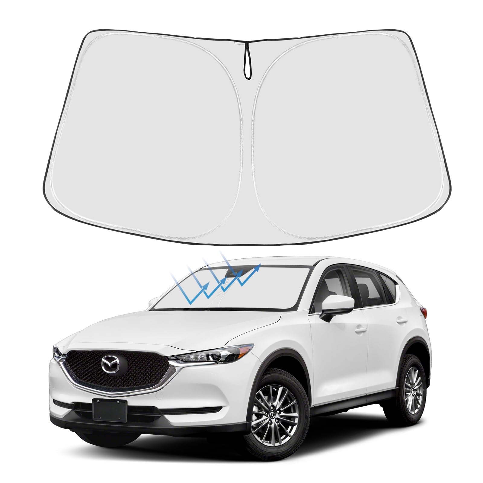 Proadsy 2025 Upgrade Frontscheibe Sonnenschutz Faltbarer Sonnenschutz Custom Fit 2017-2024 2025 Mazda CX5 CX-5, Sport, Touring, Grand Touring, 4-Türer Crossover Zubehör von Proadsy