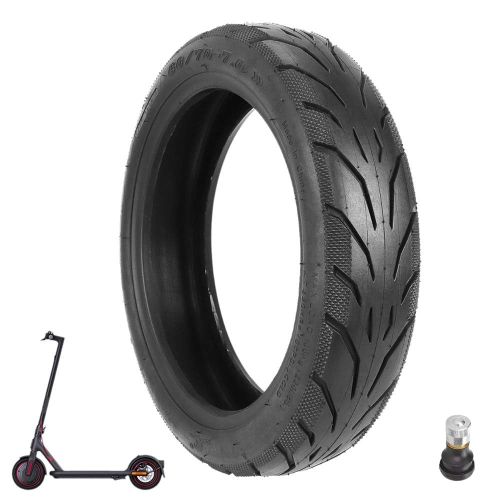 Prodrocam 10 Zoll E Scooter Tubeless Reifen für Xiaomi 4 Pro Scooter 60/70-7 Roller Ersatzreifen Vakuum Reifen Vorne/Hinten Schlauchlose, mit Ventil (Schwarz-1 Stück) von Prodrocam