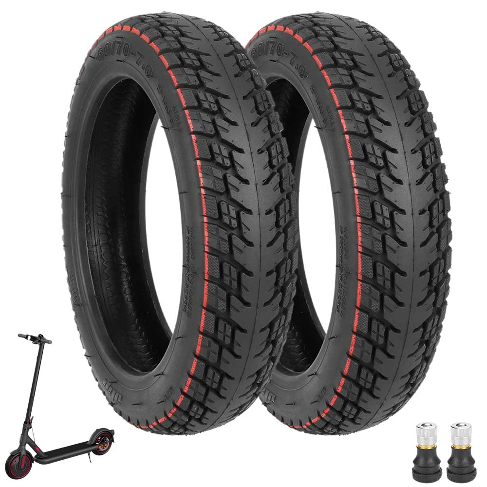 Prodrocam 10 Zoll E Scooter Tubeless Reifen für Xiaomi 4 Pro Scooter 60/70-7 Roller Ersatzreifen Vakuum Reifen Vorne/Hinten Schlauchlose, mit Ventil (Rot-2 Stück) von Prodrocam