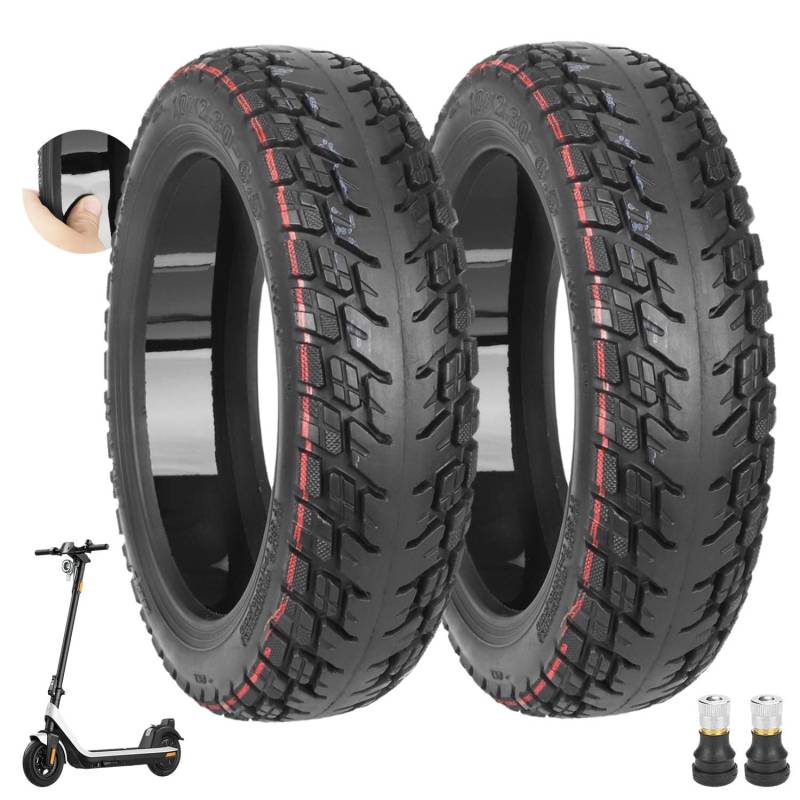 Prodrocam 10 x 2,30-6,5 Off-Road Selbstreparierende Reifen für NIU KQi2 / KQI2 Pro Elektroroller, 10 Zoll Tubeless Reifen Pannensichere Selbstreparatur Ersatzräder, mit Ventil (2 Stück) von Prodrocam