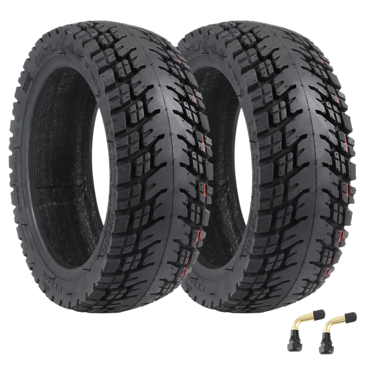 Prodrocam 10 x 2,75-6,5 Off-Road Tubeless Reifen, 10 Zoll Ersatzreifen für Speedway 5 Dualtron 3 Zero 10X Hover-1 Alpha Gotrax G4 Elektroroller Vakuum Reifen Vorne/Hinten, mit Ventil (2 Stück) von Prodrocam