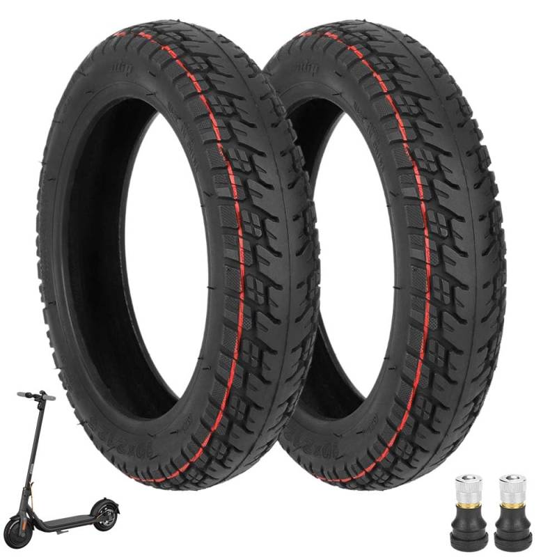 Prodrocam 250 x 54 E Scooter Reifen Tubeless 10 Zoll für Xiaomi 4 Pro, 10 x 2,125 Vakuum Reifen für Ninebot F20 F25 F30 F40 Elektroroller Schlauchlose, mit Ventil (Schlauchlos-2 Stück) von Prodrocam