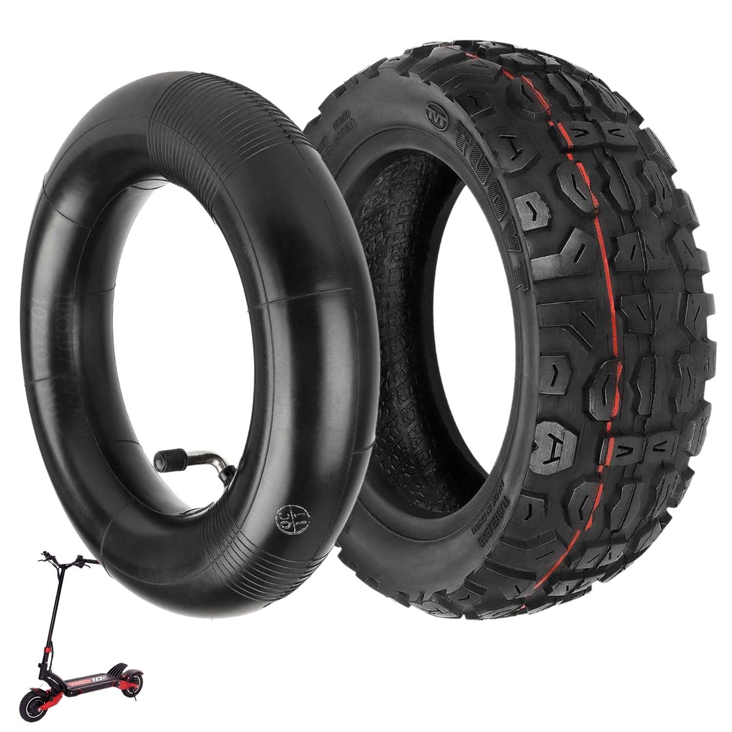 Prodrocam 255 x 80 Tubeless Reifen mit Schlauch für Zero 10X, 10 x 3 Schlauchlose Ersatzreifen für Kaabo MANTIS 10 / Wolf Warrior Elektroroller, 80/65-6 Off-Road Vakuum Reifen (Set*1) von Prodrocam