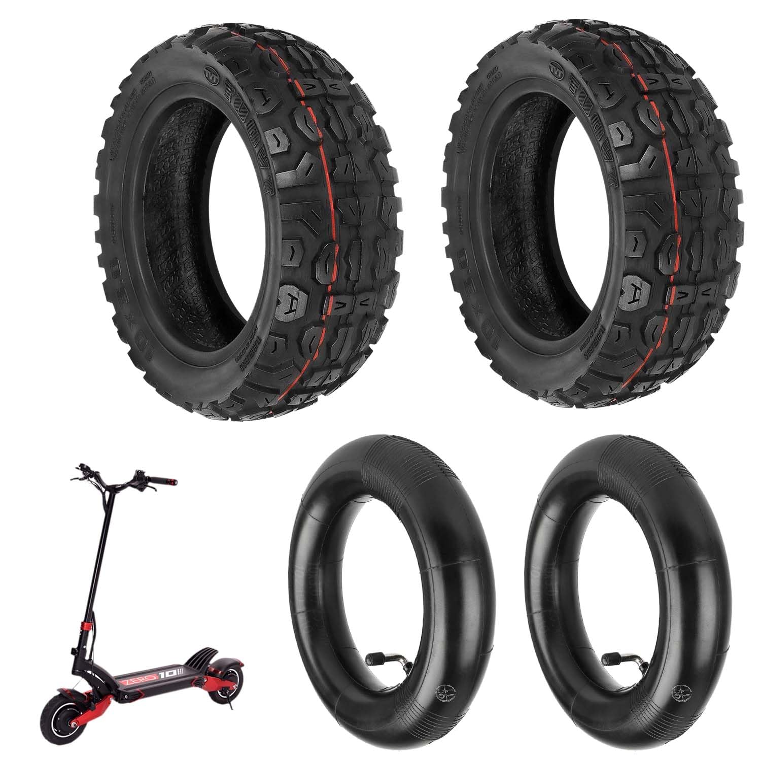 Prodrocam 255 x 80 Tubeless Reifen mit Schlauch für Zero 10X, 10 x 3 Schlauchlose Ersatzreifen für Kaabo MANTIS 10 / Wolf Warrior Elektroroller, 80/65-6 Off-Road Vakuum Reifen (Set*2) von Prodrocam