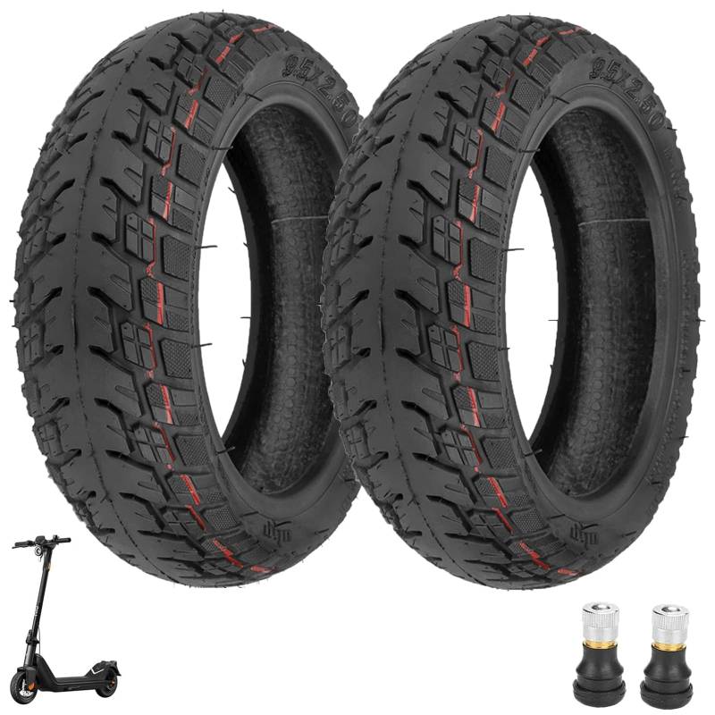 Prodrocam 9,5 Zoll Offroad Tubeless Reifen für Niu KQI3 Max/Pro/Sport Elektroroller 9,5 x 2,50 Vakuumreifen Ersatzreifen Zubehör, mit Ventil (Tubeless*2) von Prodrocam