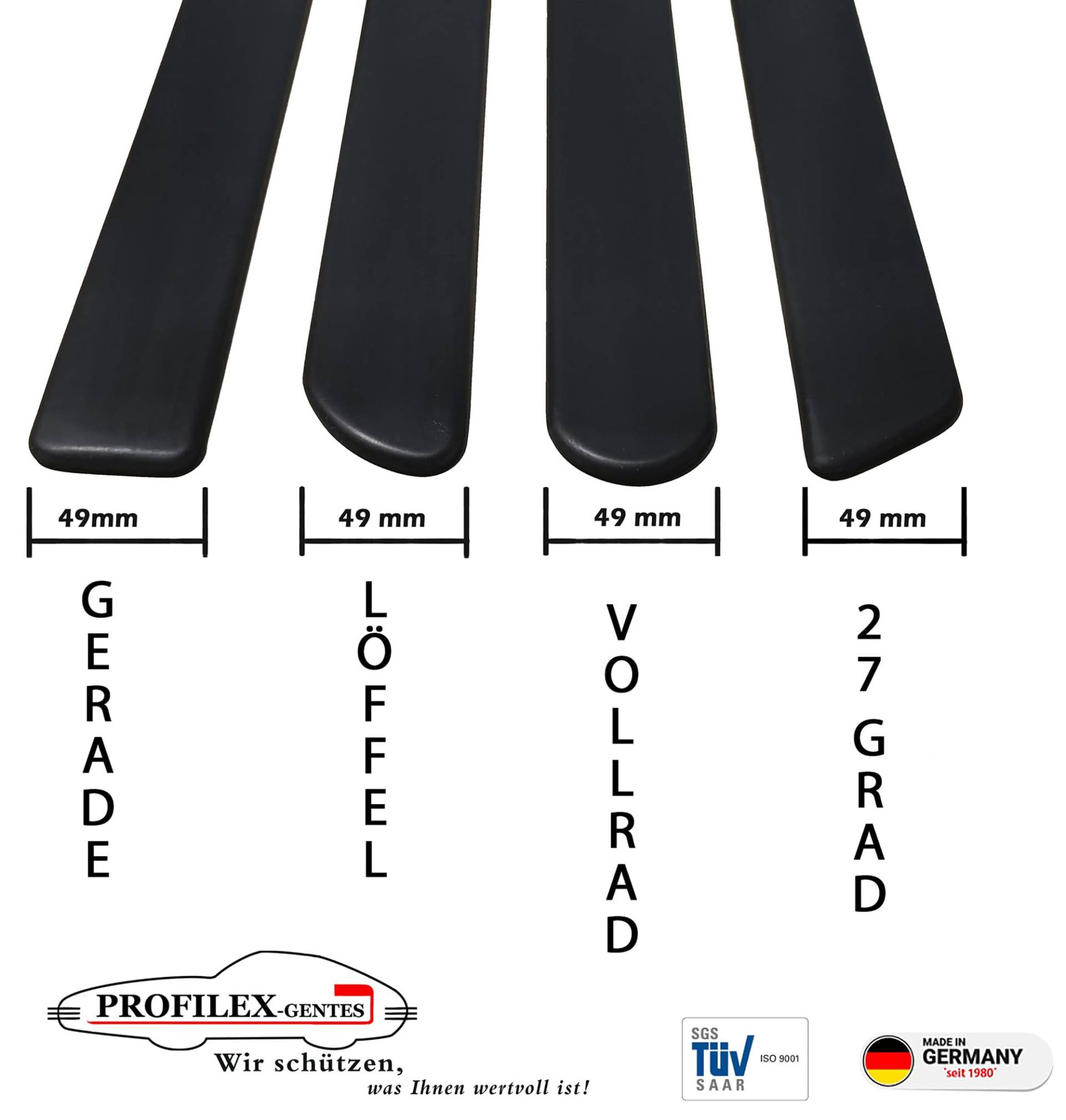 Profilex-Gentes Stoßfängerschutzleiste Auto – Anpassbare Länge & Enden – Robuste Schutzleiste für alle Fahrzeugtypen – Einfache Installation (Löffel Form, 105 cm) von Profilex-Gentes