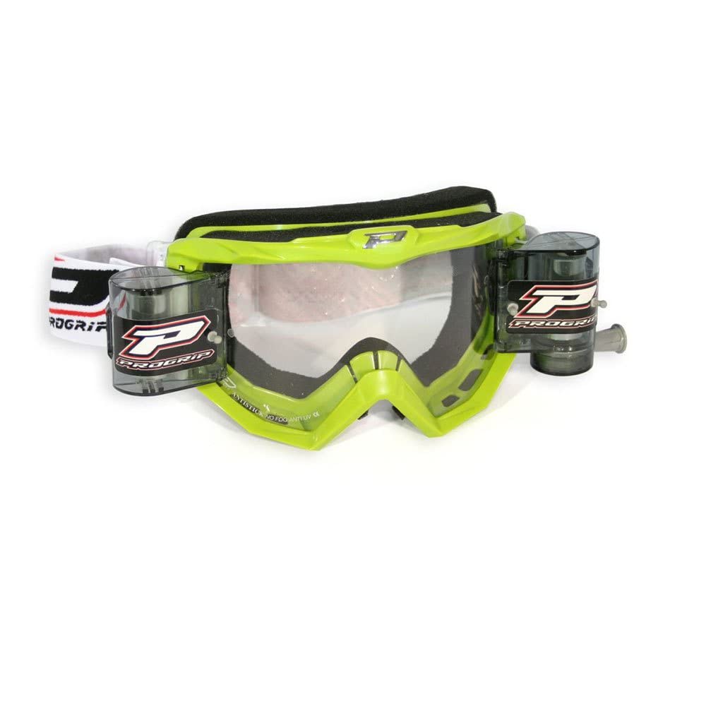 Progrip 3201 Goggle mit XL Roll off system Clear Linse (Erwachsene, Grün) von Progrip