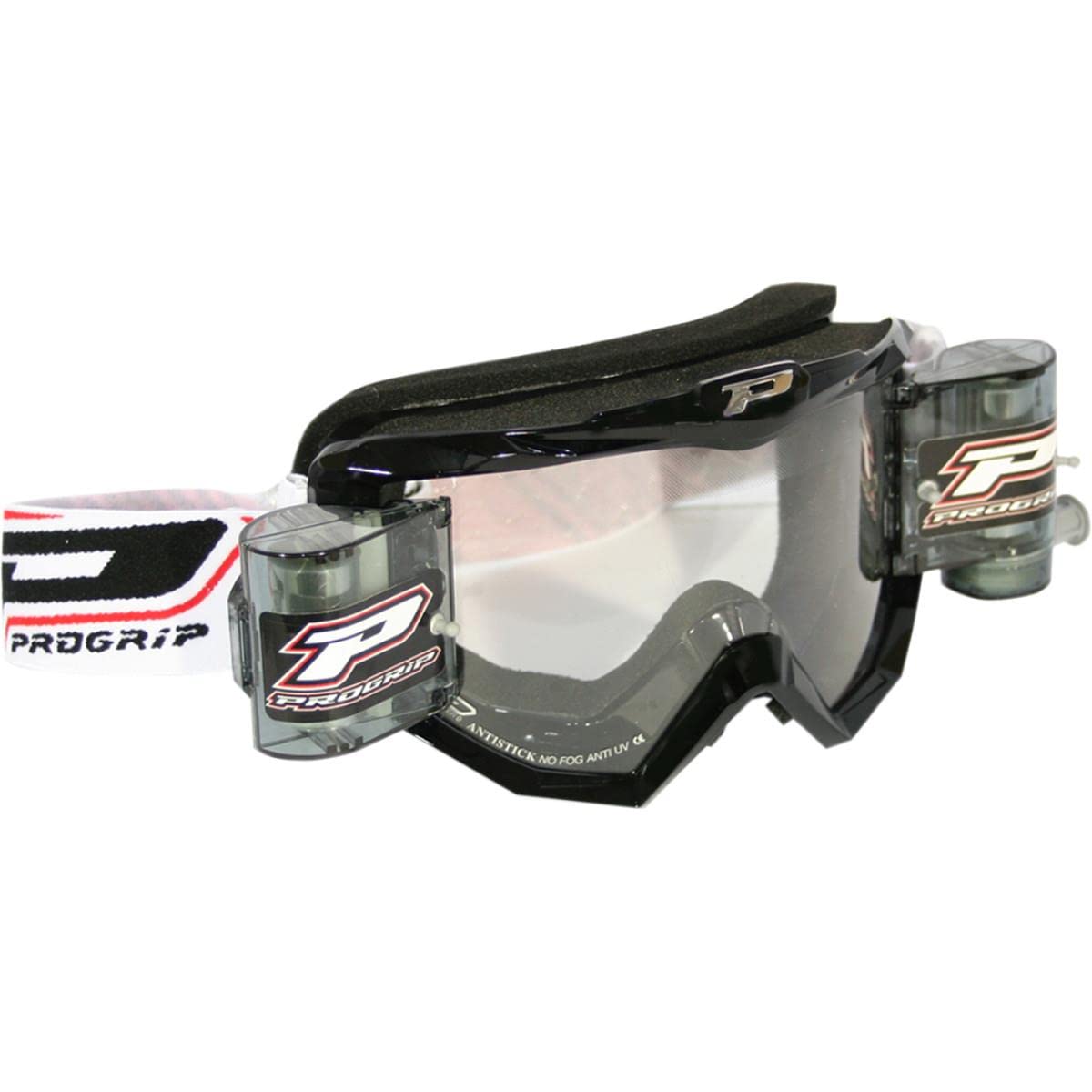 Progrip 3201 Goggle mit XL Roll off system Clear Linse (Erwachsene, Schwarz) von Progrip