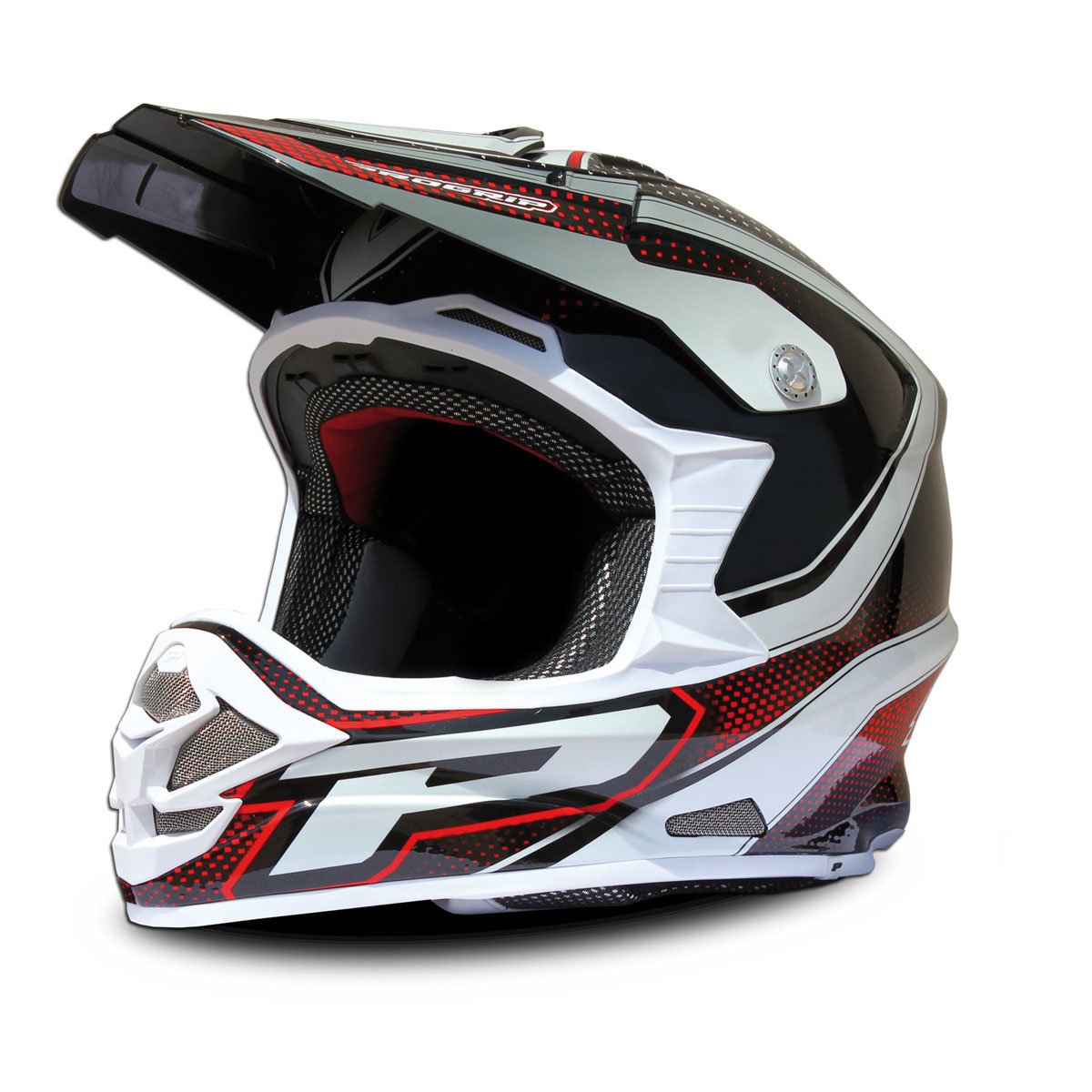 Progrip Herren Motocross Helm, Schwarz / Rot, Größe L von Progrip