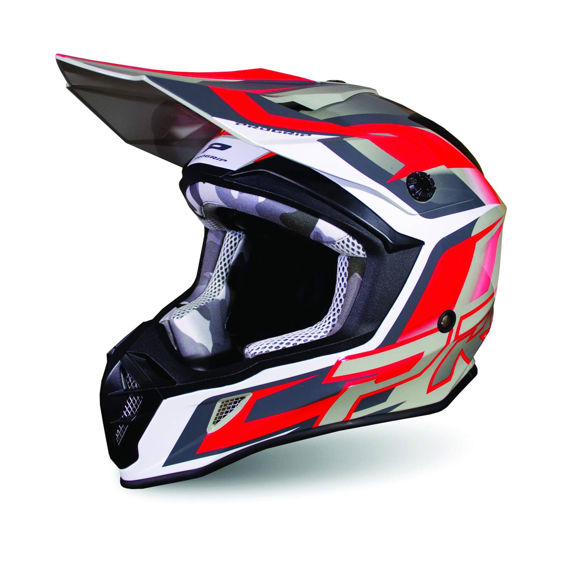 Progrip PZ3180XLGRRO Helm, Weiß/Rot/Grau, Größe XL von Progrip