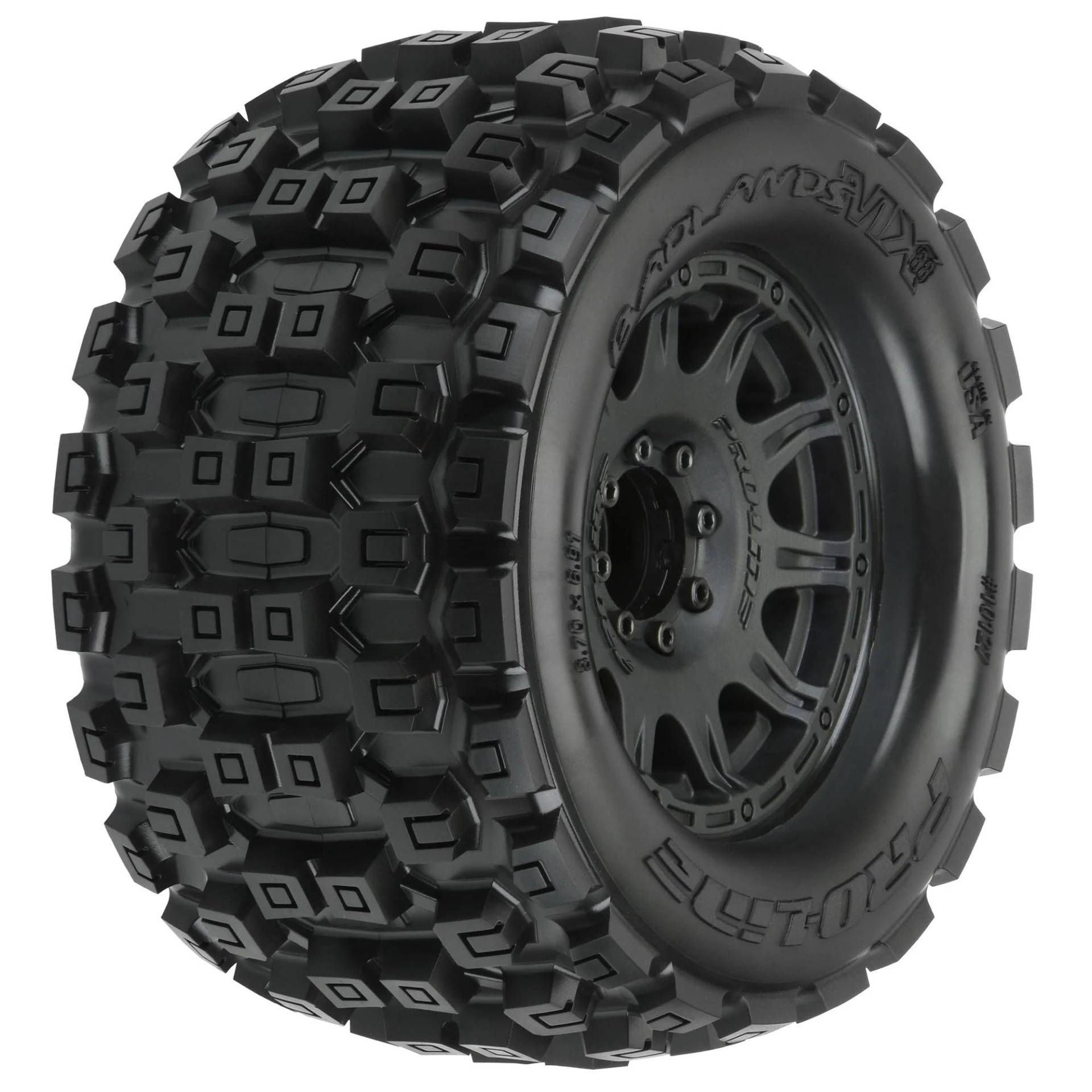 1/8 Badlands MX38 F/R 3.8" MT Tires Mounted 17mm Black Raid (2) von Pro-Line