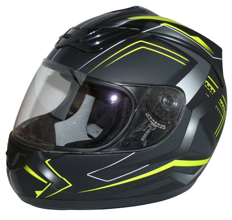 Protectwear Motorradhelm H510-GB-XL Arrow Schwarz Matt/Neon - Gelb, Größe XL von Protectwear