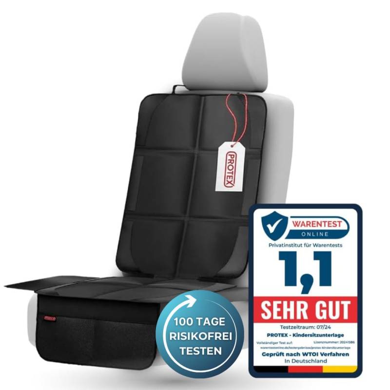 PROTEX Kindersitzunterlage [Testsieger 2024] ISOFIX-geeignet | Wasserabweisender Polyester Stoff mit gepolsteter Sitzfläche | L von PROTEX