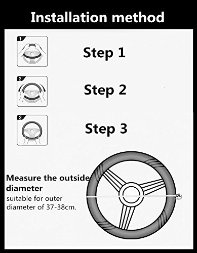 Proumhang Rutschfeste Lenkradabdeckung Lenkradabdeckung Plüsch kurz 37-38CM-Schwarz+Rot von Proumhang