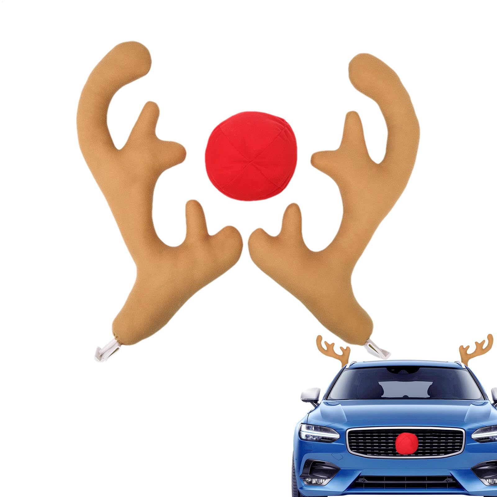 Auto Rentier Kostüm Weihnachtsdeko, Auto Weihnachtsdeko Autokostüm Reindeer Auto, Weihnachtsdeko Auto Plüsch Rudolph, Rentier Kostüm Auto Deko Mit Roter Nase von Proypiax