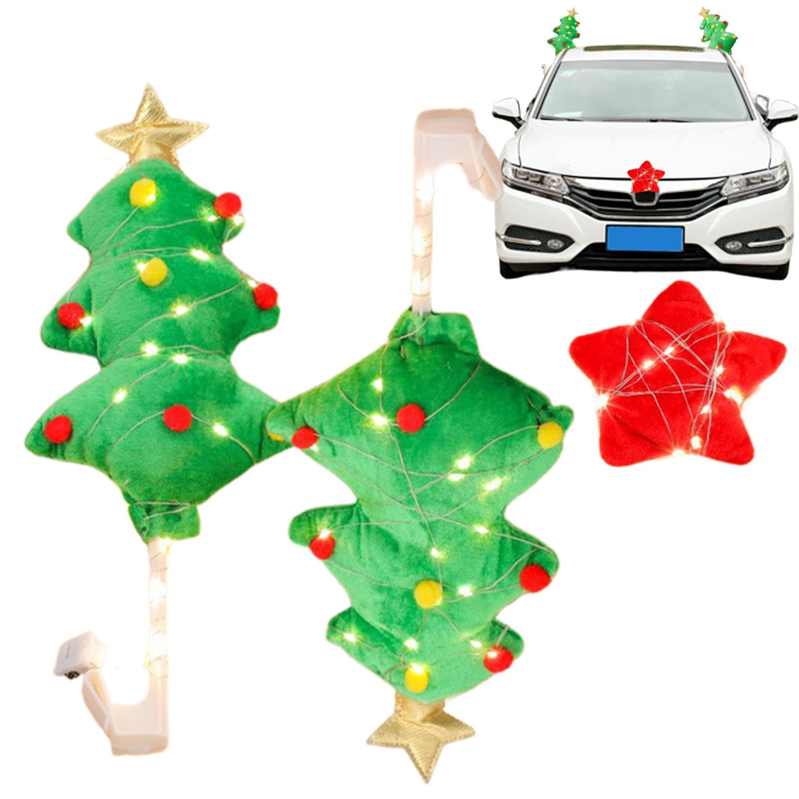 Proypiax Weihnachtsauto-Rentier-Geweih-Bausatz,Rentier-Auto-Bausatz, Niedliches Hirsch-Auto-Kostüm-Dekorationsset, Weihnachts-Autozubehör, Elchgeweih und Nasen-Dekorationsset für Auto, LKW, Minivan von Proypiax