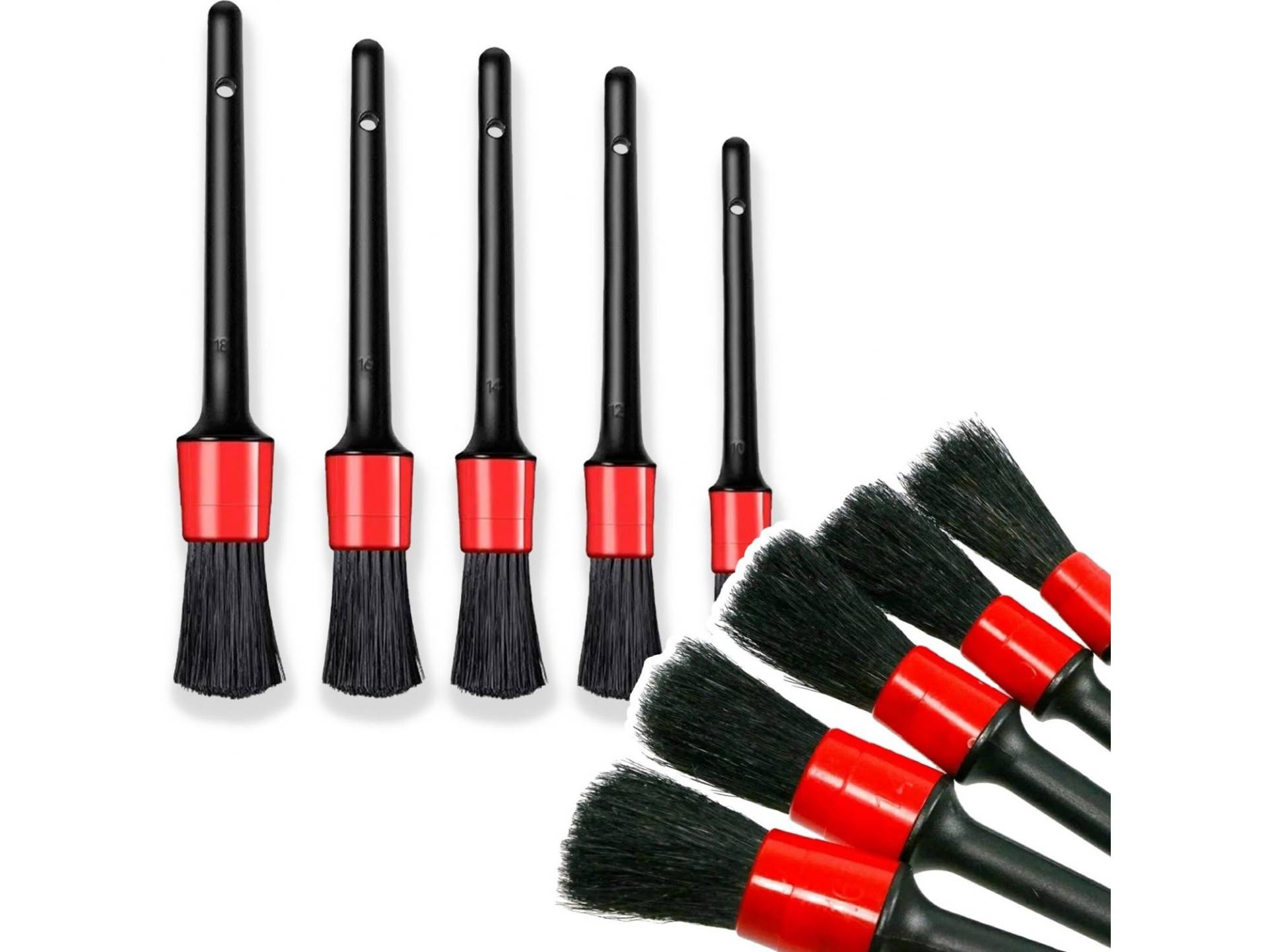 Auto Pinsel Set, 5 Verschiedene Bürste Auto Innenraum, Premium-Naturhaar Staubpinsel Innenraum Auto Reinigungspinsel Auto Innen Detailing Brush Geeignet Für Automotoren, Innenräume, Lüftungsschlitze von Przydasie