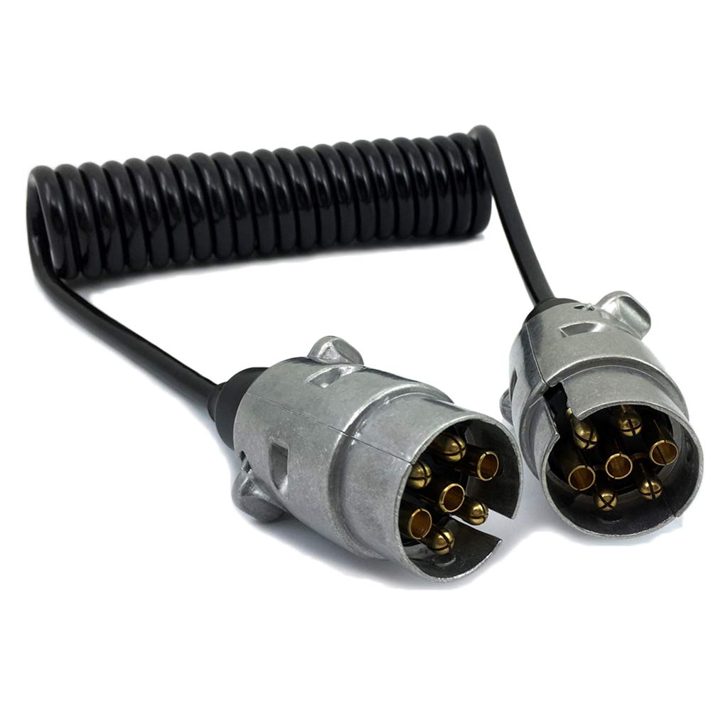 Psdndeww 7-poliger Stecker für Anhänger, Automobil, Aluminiumlegierung, 12 V, mit 1,5 m Verlängerungskabel, Anhänger, elektrische Ausrüstung von Psdndeww