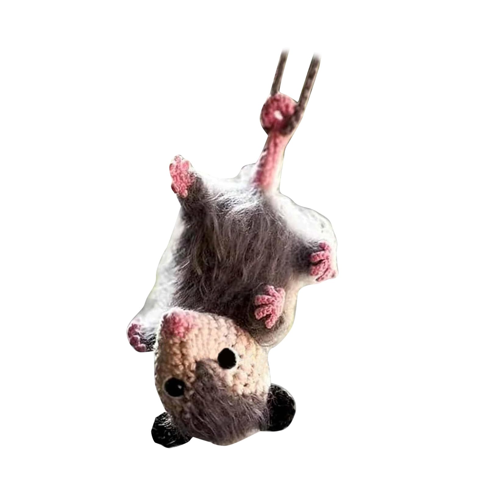 Handgefertigter Gestrickter Possum-Auto-Anhänger, Possum-Auto-Anhänger, Niedliche Possum-Auto-Ornamente, Possum-Auto-Rückansicht-Hängezubehör für Opossum-Liebhaber, (A) von Pssopp