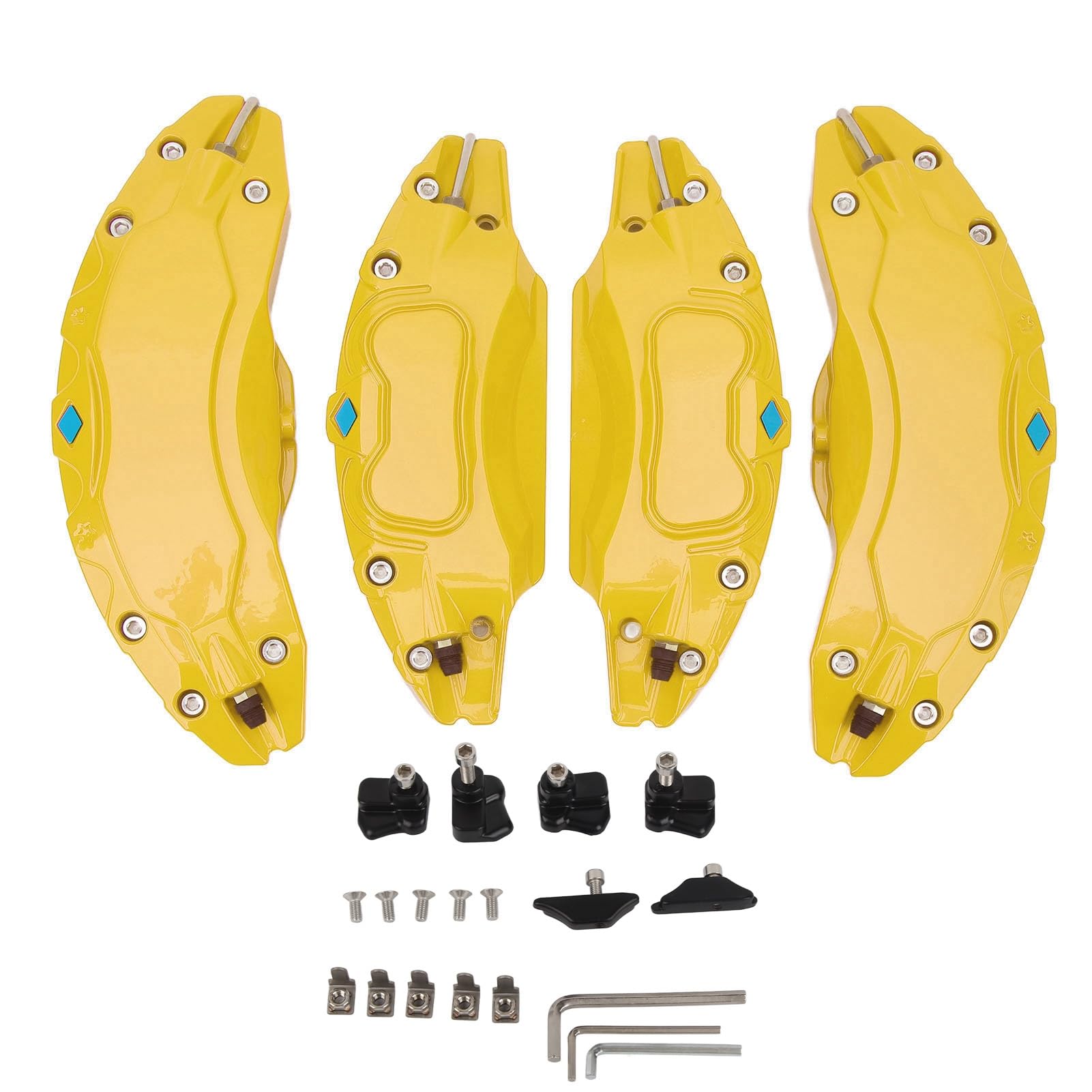 Bremssattelabdeckungen, 4 Stück, 19 Zoll 20 Zoll Radnaben-Bremssattelabdeckungen, Bremssattelabdeckung aus Aluminiumlegierung, Bremssattel-Schutzabdeckung für Y (Yellow) von Psytfei