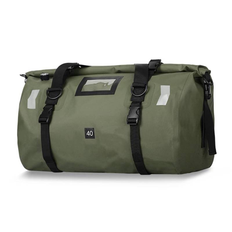 Motorrad Trockentasche großes Fassungsvermögen wasserdichte Duffle Gepäck Hecktasche Satteltaschen mit Rollverschluss Schultergurten reflektierendes Design für Reisen und Camping (K23516G-40L) von Psytfei