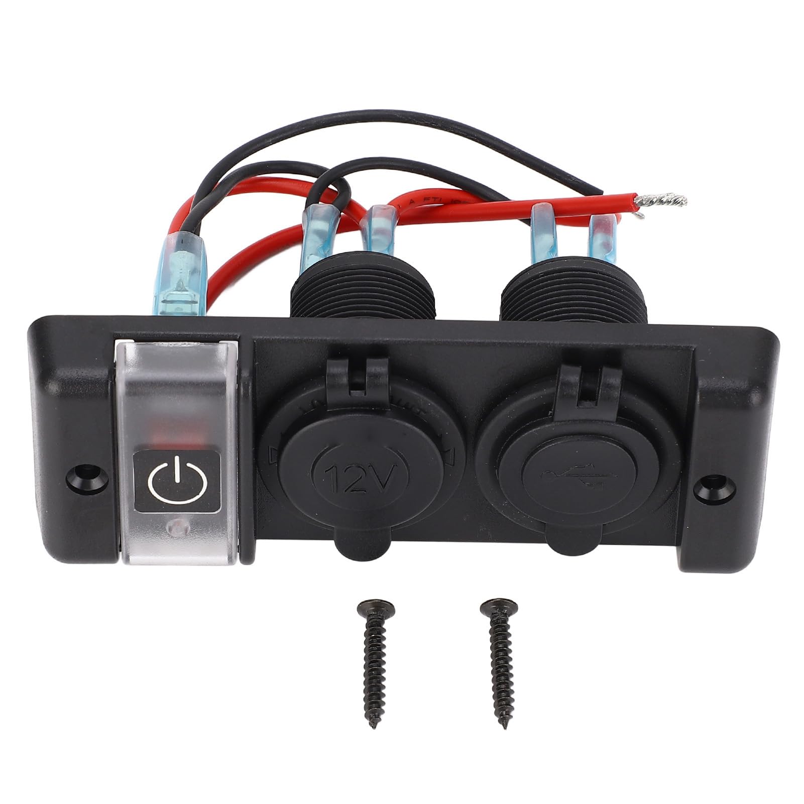 Psytfei 3-in-1-Auto-Power-Combo-Schalttafel mit Rotlicht-Schutzschalter, Doppel-USB und 12-V-Zigarettenanzünder-Buchse, Boots-Wippschalter-Panel für Wohnmobile von Psytfei