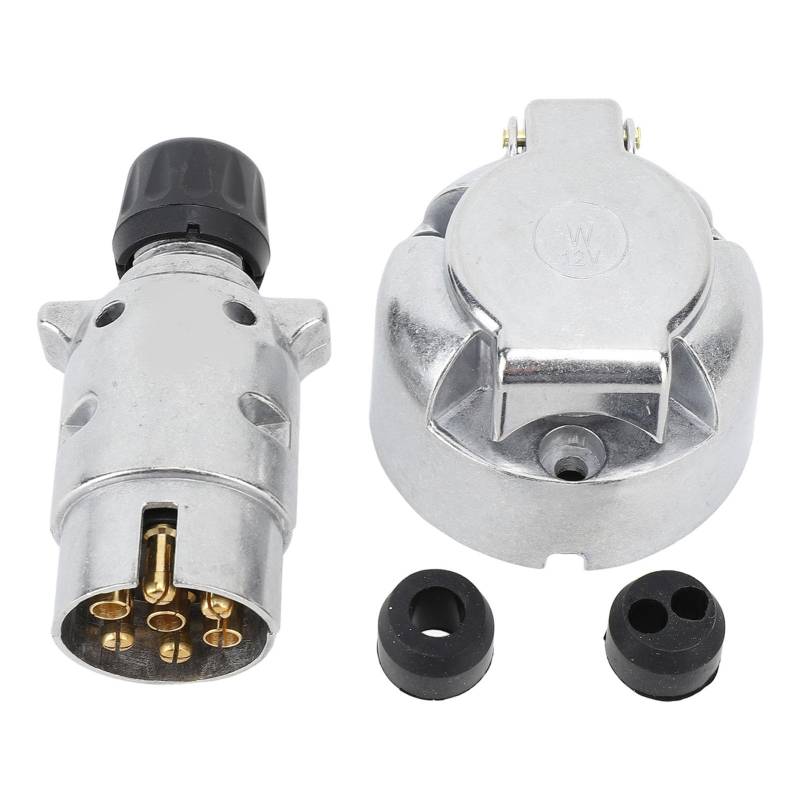 Anhängerstecker 7 Polig 7 Poliger Hänger Stecker DC12V Wasserdichter Anhängerkupplung Elektrik Anhänger Stecker für PKW LKW RV Anhänger von Psytfei