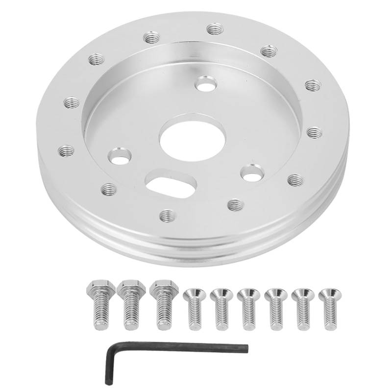 Psytfei Lenkrad-Abstandshalter, Lenkradnaben-Adapter, Konvertierungs-Abstandshalter, Universal-Lenkrad, um 3-Loch-0,5-Zoll-Naben-Abstandshalter für 6-Loch-Adapter zu gewähren (Silber) von Psytfei