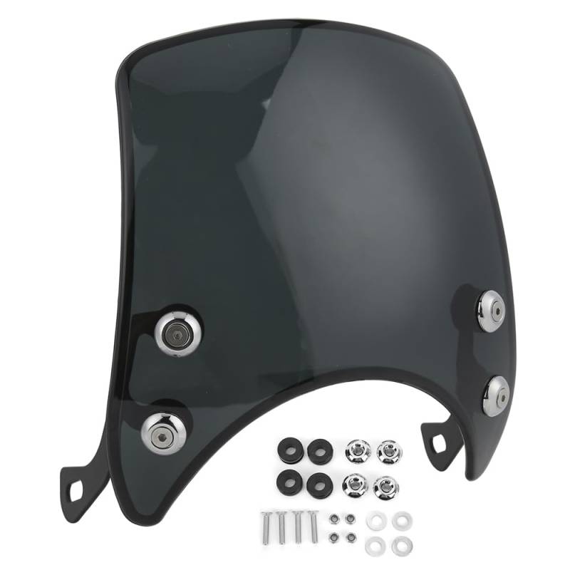 Windschild Motorrad Universal Retro Motorrad Windschutzscheibe Motorrad Spoiler Scheinwerfer Verkleidung mit 2 Halterung Motorrad Windshield Windabweiser für 5-7 Zoll Scheinwerfer Motorrad Schwarz von Psytfei