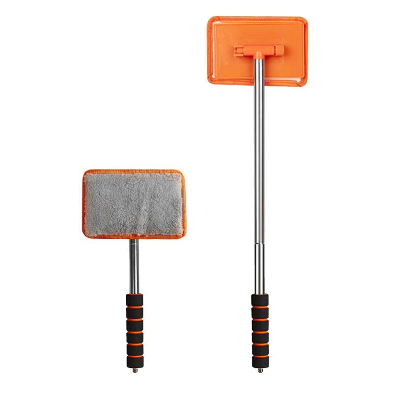 Psytfei Scheibenreiniger, Auto-Windschutzscheiben-Reinigungswerkzeug, waschbare Mikrofaser-Pads, ausziehbarer Griff, Auto-Glaswischer-Set (Orange) von Psytfei