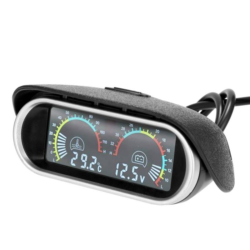 Psytfei Wasserspannungsmessgeräte, 2-in-1-Auto-LCD-Messgerät, Digitale Spannungs-Wassertemperaturanzeige, 12 V/24 V, universelles Instrument, digitales horizontales Messgerät für Autos von Psytfei