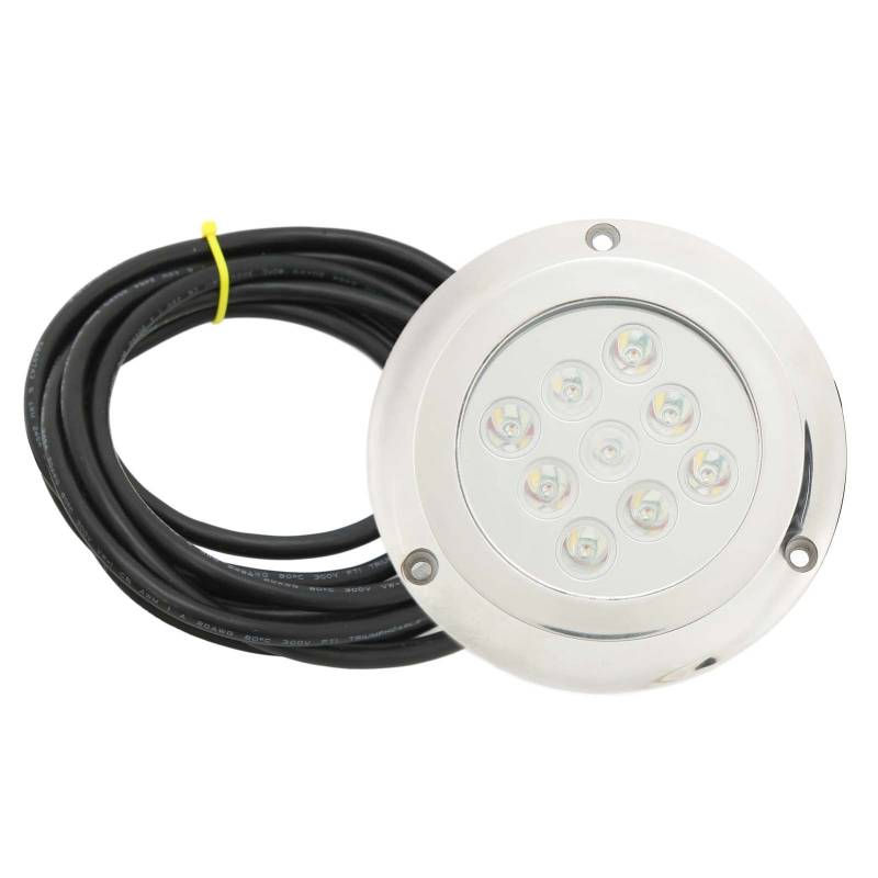 Psytfei Yacht-Unterwasserleuchte, DC 12 V-24 V, gehärtetes Glas, IP68, wasserdicht, Meerwasser, Heckkuppel, Schwimmbadlampe, Marine-LED-Bootslicht (RGB) von Psytfei