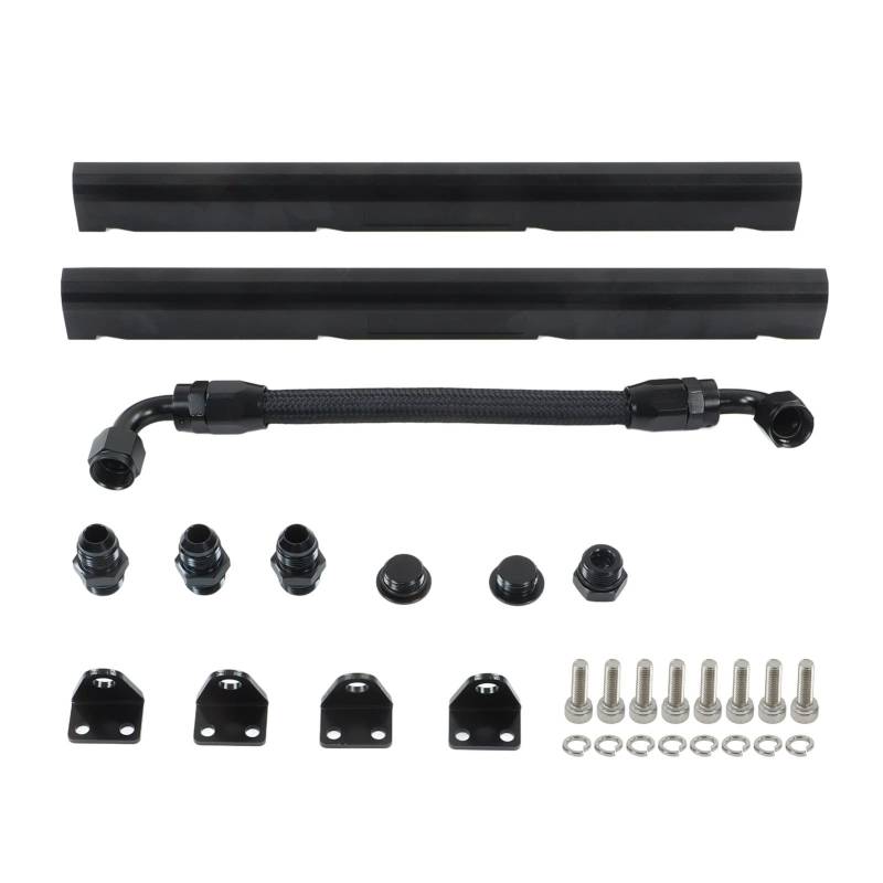 Schwarz Kraftstoffverteiler-Kit High Flow 8AN Port Billet Aluminium LS Kraftstoffverteiler EFI Kraftstoffverteiler für Boots-/Yacht-Ersatzteile von Psytfei