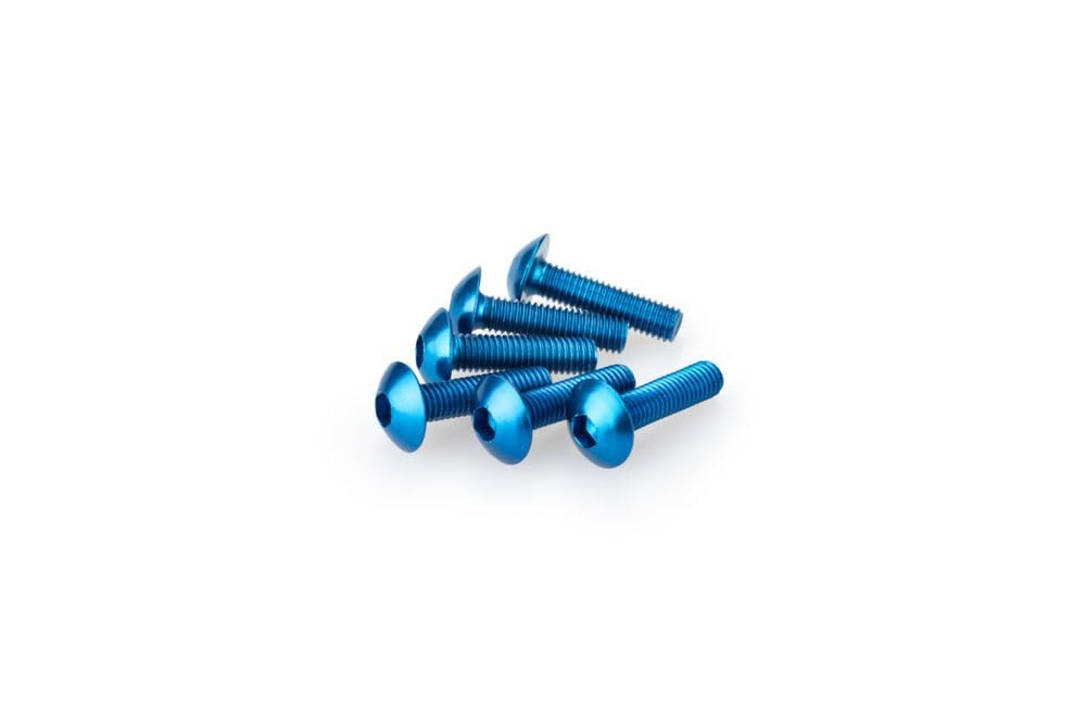 Puig 0550 A Blister bauchig, 6 Schrauben, M5, 20 mm, blau von Puig