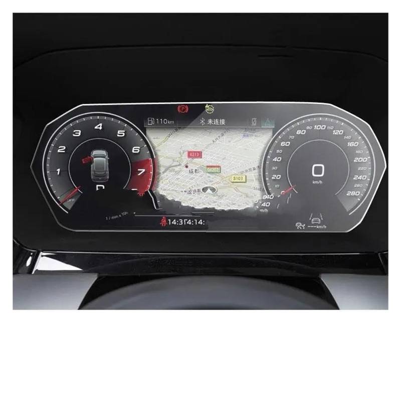 Auto Displayschutzfolie Für A3 8Y 2020 2021 Automotive Interior Instrument Panel Membran LCD Bildschirm Gehärtetes Glas Schutz Film Anti-Scratch GPS Transparent Displayschutzfolie(High Match) von Punxdda