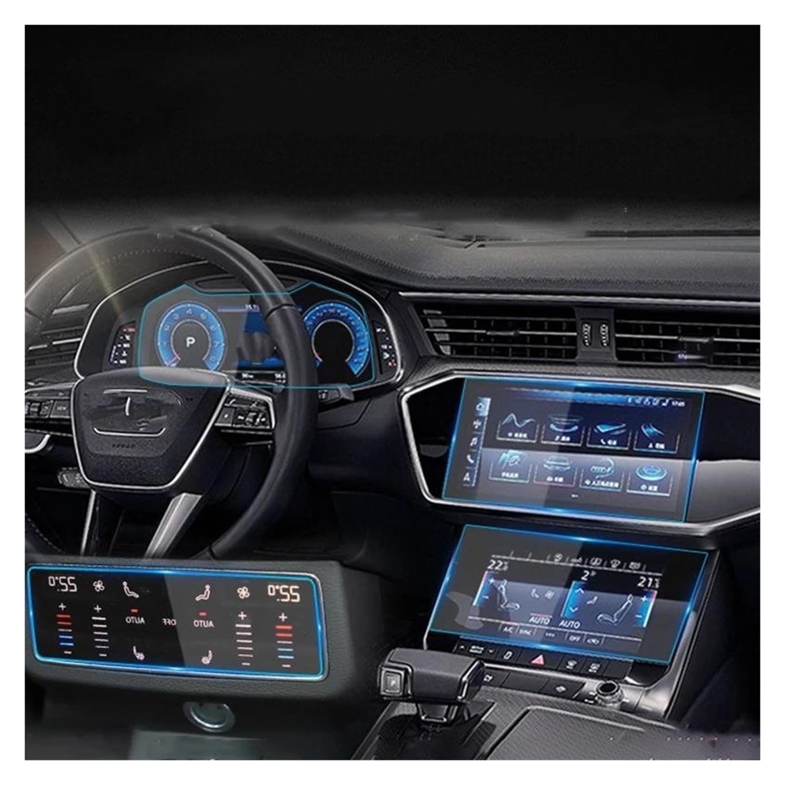 Auto Displayschutzfolie Für A6 Für A6L 2016-2023 Gehärtetes Glas Auto GPS Navigation Media Touch Screen Schutz Film Auto Innen Zubehör GPS Transparent Displayschutzfolie(19-23 All 4P) von Punxdda